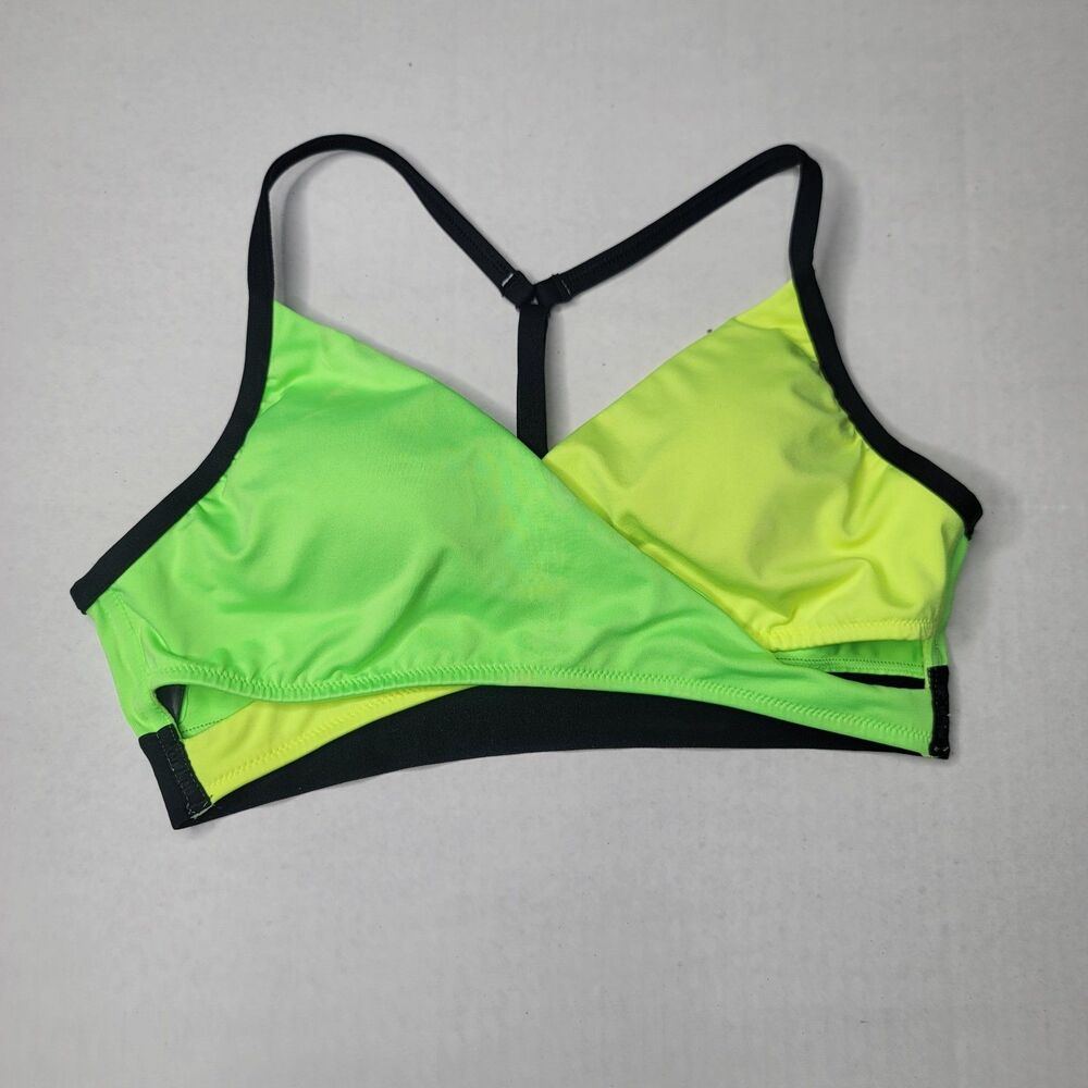 Victorias Secret PINK Gym To Swim NEON GREEN Crossover Racerback Sports Bra M
